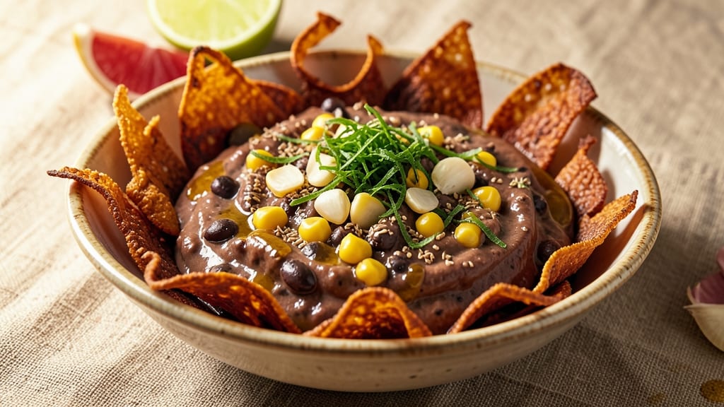 Black Bean and Shoepeg Corn Dip Recipe: Charred Tortilla Crunch Meets Sweet Corn Creaminess
