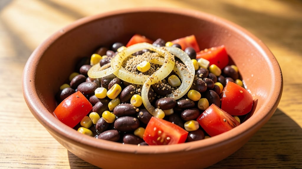 Black Bean, Corn, and Rotel Salsa Recipe: Crunchy Tortilla Crowns Over Smoky Cumin Base