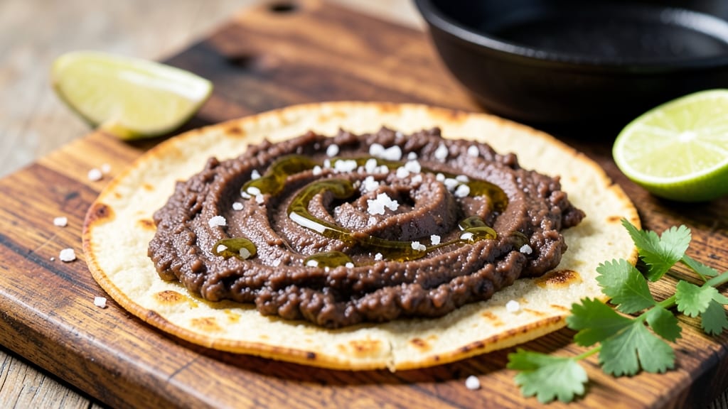 Black Bean Toast Recipe: Crispy Tortilla Crunch Over Creamy Cumin Lime Spread