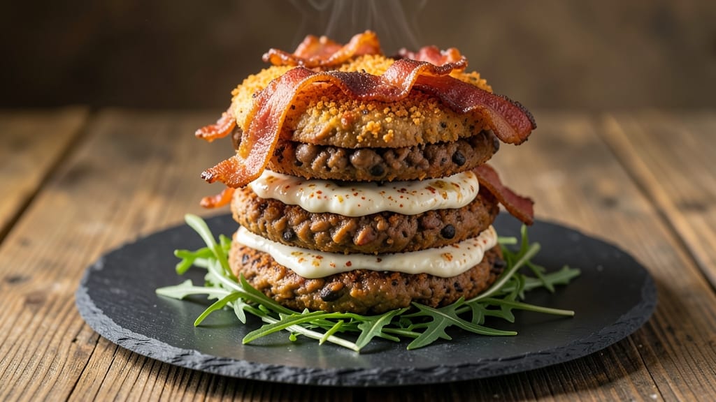 Bean Hamburger Bacon Recipe: Smoky-Spiced Patties With Crispy Bacon Bites