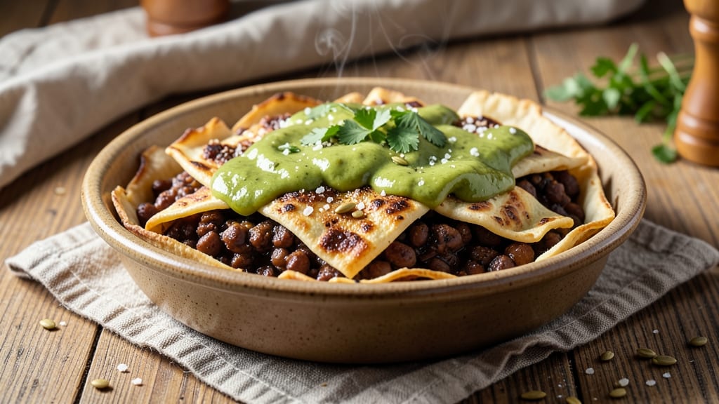 Black Bean Tortilla Pie Recipe: Crunchy Topping Over Creamy Cumin-Lime Filling