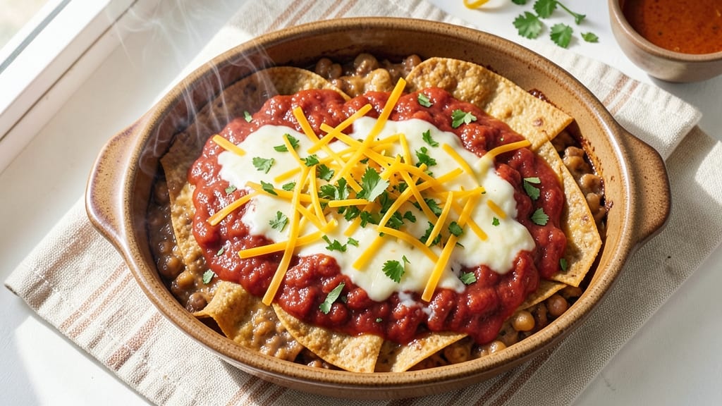 Bean and Cheese Enchilada Casserole Recipe: Baked Tortilla Layers With Melty Cheese Rivers