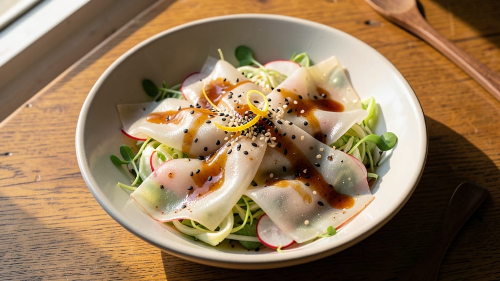 Bean Curd Skin Salad Recipe: Crispy Noodle Bites with Tangy Sesame Zing
