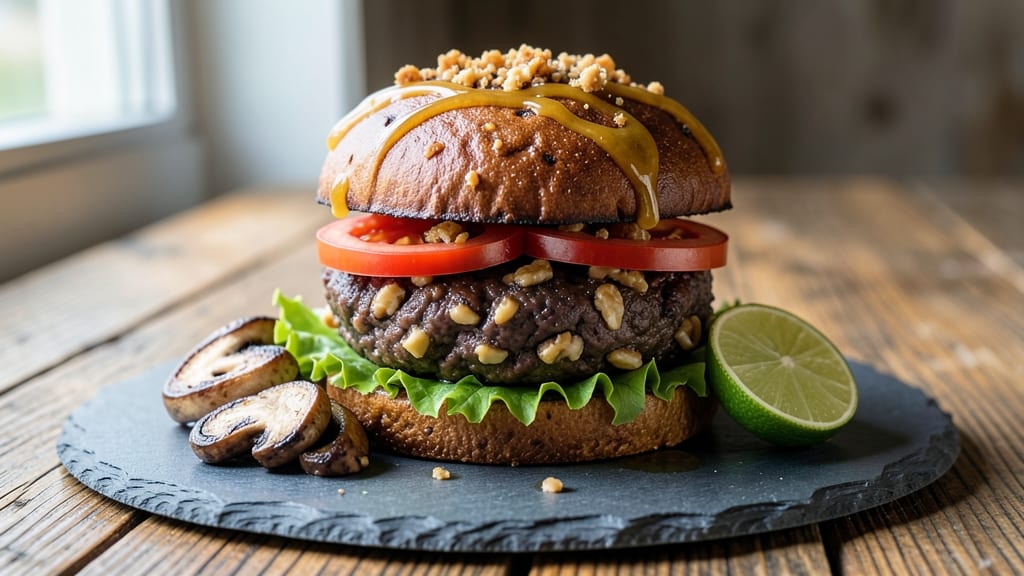 Black Bean Walnut Burger Recipe: Mushroom Umami and Toasted Walnut Richness