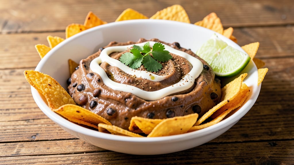 Black Bean Dip Recipe With Sour Cream: Crunchy Tortilla Topping Meets Cool Creamy Base