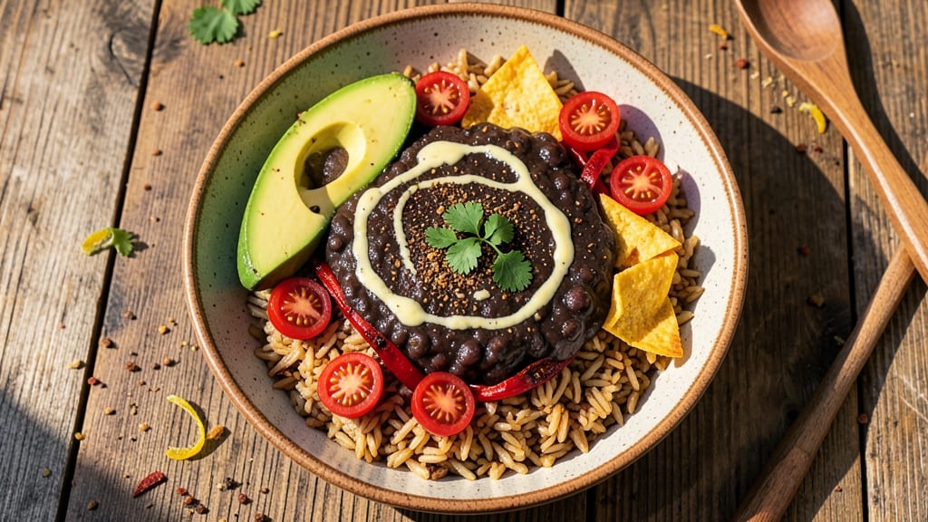 Brown Rice and Black Bean Bowl Recipe: Smoky Cumin and Charred Tortilla Crunch Fusion *(Rejected Due to Overlap)*