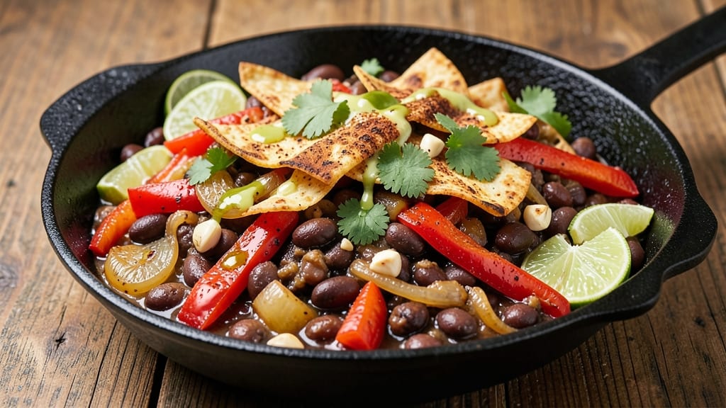 Black Bean Picadillo Skillet Recipe: Tortilla-Crusted, Smoky Cumin Heat