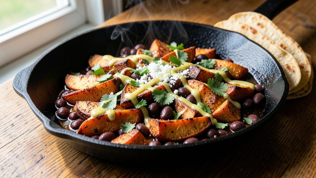 Black Bean Sweet Potato Taco Skillet Recipe: One-Pan Fiesta With Charred Tortilla Crunch