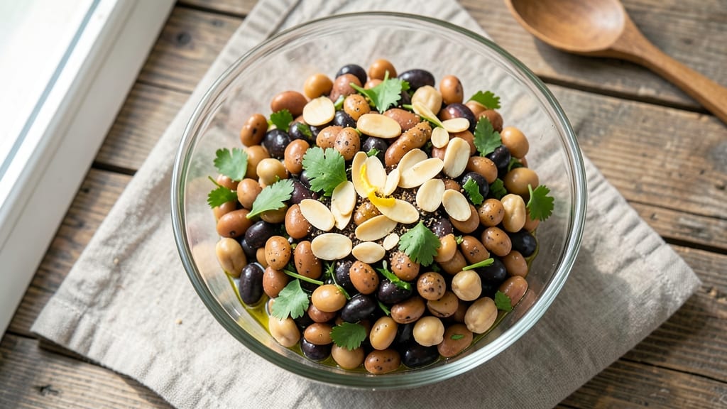 Ball Three Bean Salad Recipe: Crunchy Chickpeas and Almonds for Textured Bite