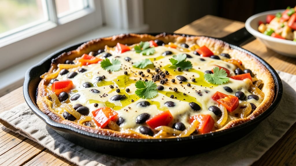 Black Bean Frittata Recipe: Fluffy Eggs with Earthy Spice and Melty Cheese Rivers