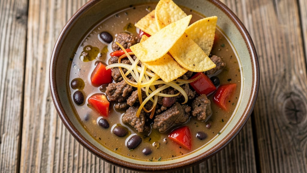 Black Bean Soup Recipe with Meat: Smoky Tortilla-Crusted Heartiness in One Pot
