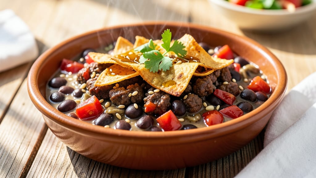 Black Bean and Minced Meat Recipe: Smoky Tortilla-Crusted Heartiness