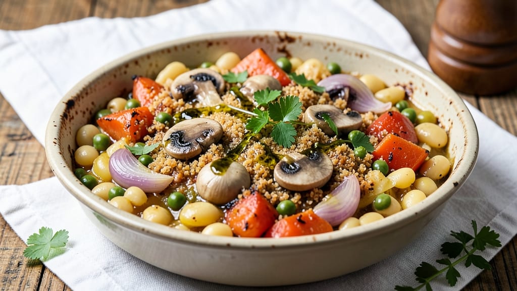 Bean Cassoulet Recipe Vegetarian: Smoky White Bean and Mushroom Stew With Crispy Bread Crowns