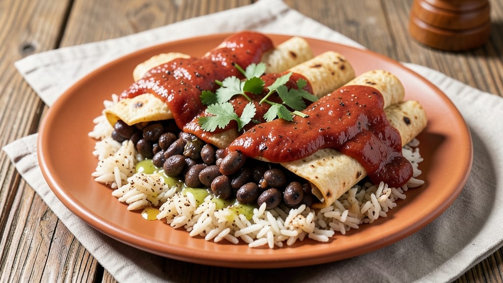 Bean and Rice Enchiladas Recipe: Smoky Tortilla-Wrapped Heartiness