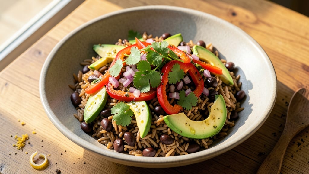 Brown Rice and Black Bean Salad Recipe: Zesty Lime and Cilantro Brightness