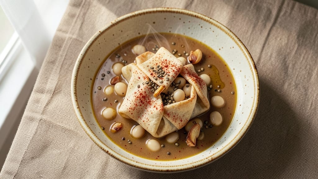 Bean Soup Bags Recipe: Crispy Tortilla Crowns Over Creamy White Bean Bliss