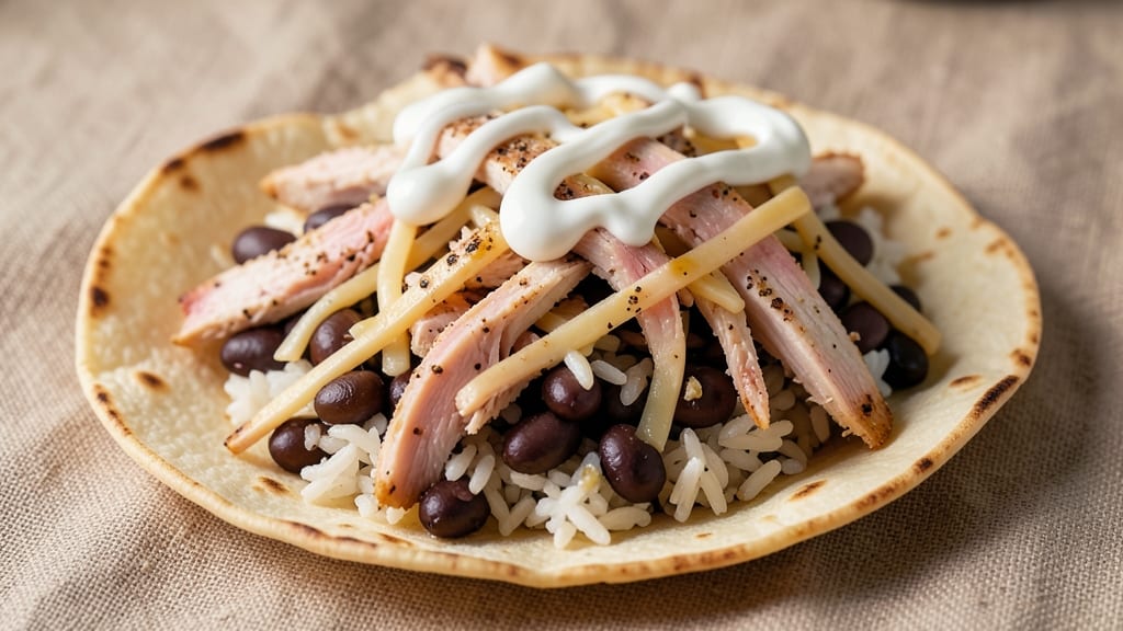 Bean Rice and Chicken Burrito Recipe: Crispy Tortilla Crowns With Melty Cheese Rivers