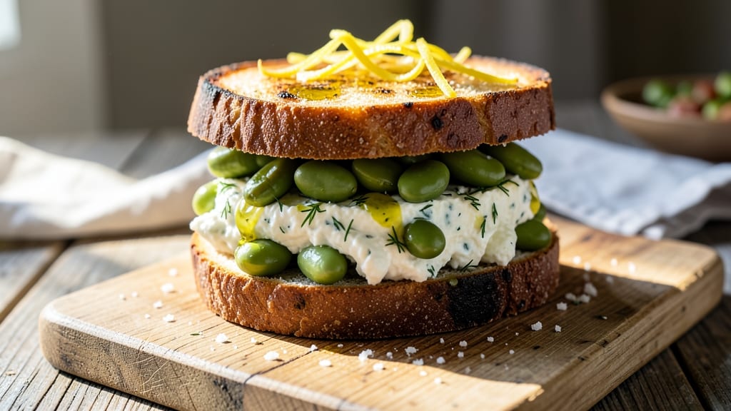 Broad Bean Sandwich Recipe: Herbed Cream Cheese With Crunchy Texture