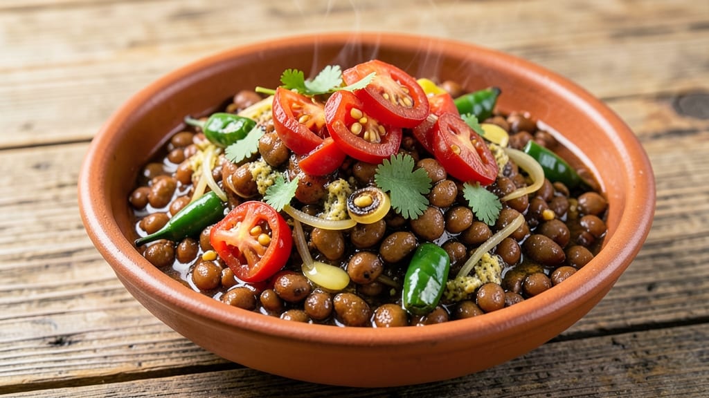 Bean Masala Recipe: Spiced Lentil and Tomato Simmer With Charred Tortilla Topping
